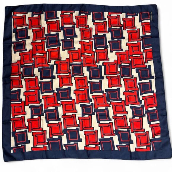 VTG Christian Dior Red White & Blue Silk Scarf Made in Italy - Picture 3 of 10